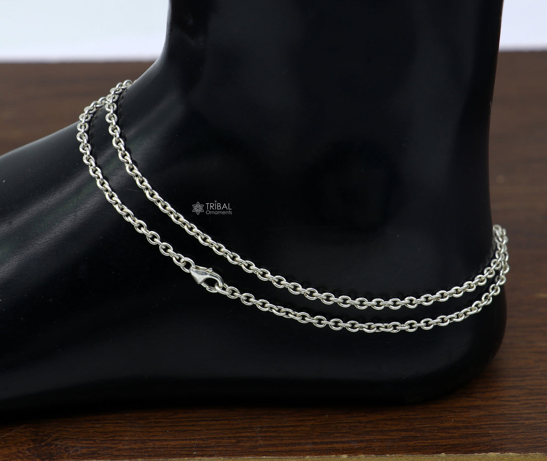 925 Sterling silver handmade vintage design stylish anklet foot bracelet tribal belly dance jewelry ank619 - TRIBAL ORNAMENTS
