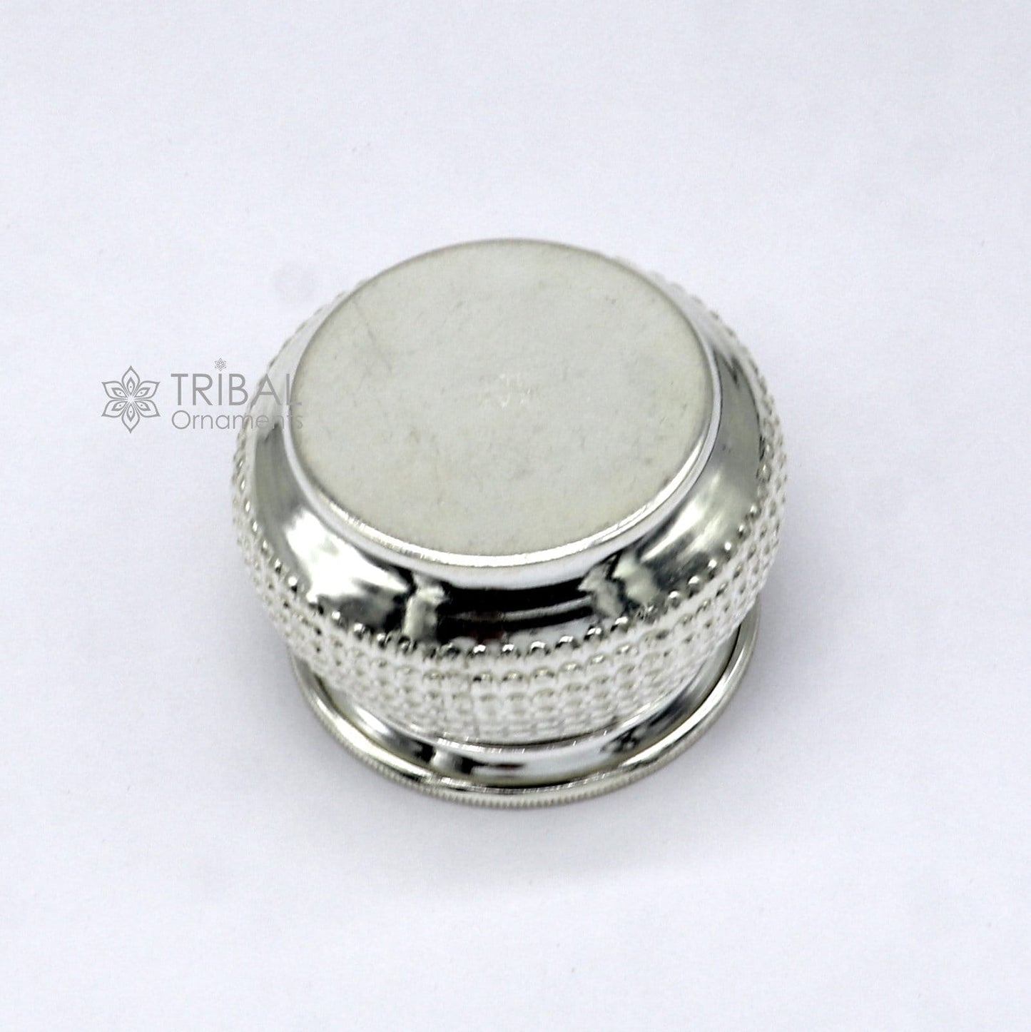 925 sterling silver handmade gorgeous small idol's Prasadam box, trinket box, container box, elegant silver article utensil su1283 - TRIBAL ORNAMENTS