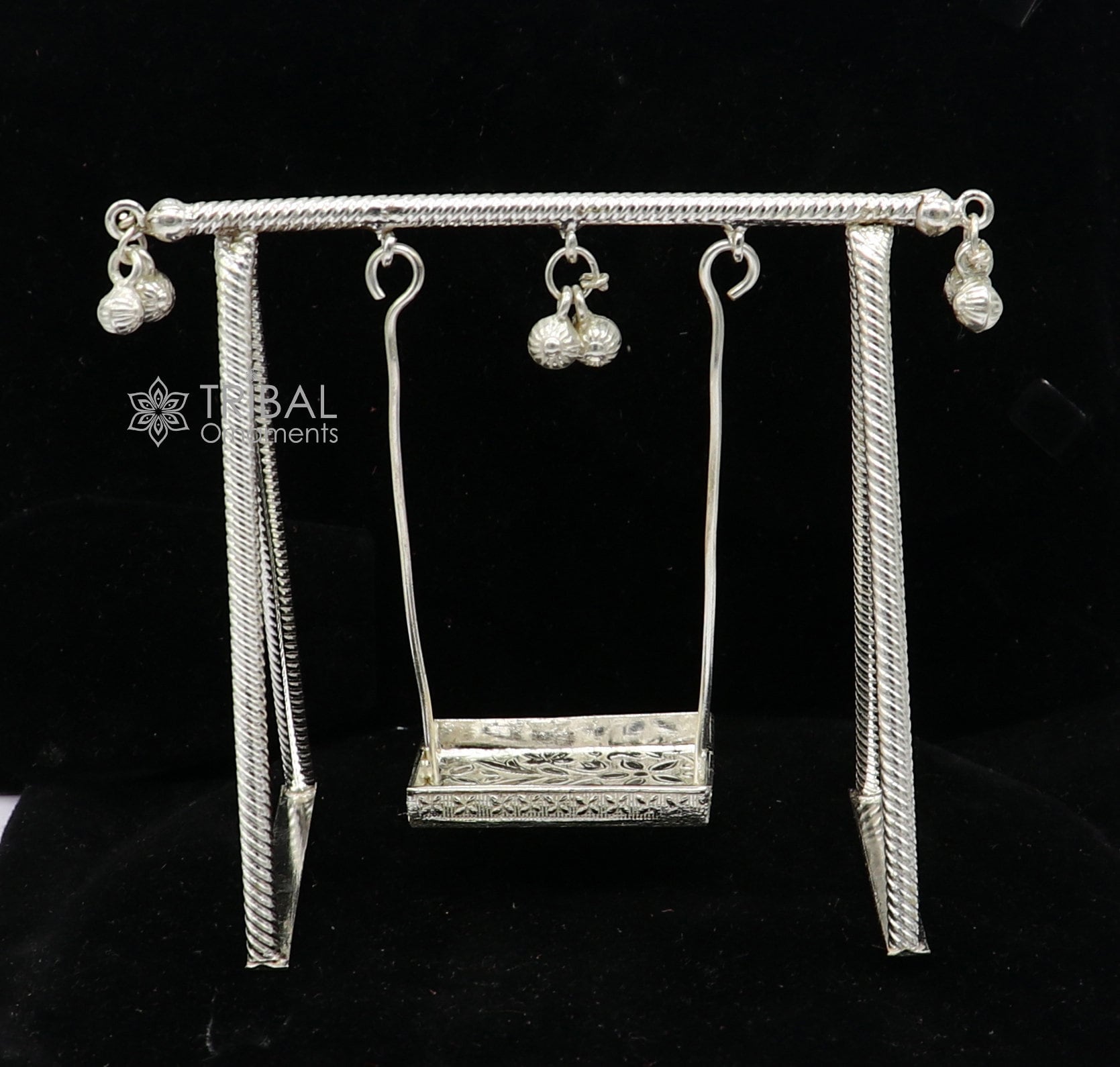 925 Sterling silver handmade Laddu Gopala child Krishna swing, child Krishna palana, silver jhula, laddu gopal jhula, silver art su1284 - TRIBAL ORNAMENTS