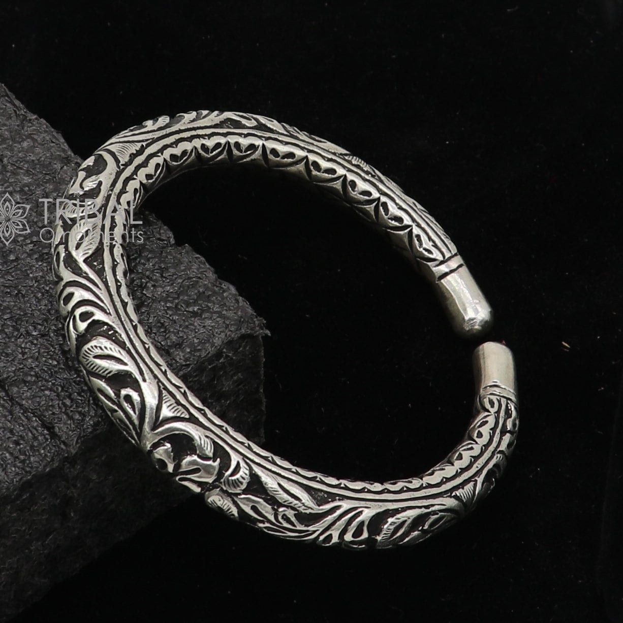 925 Sterling silver handmade fabulous chitai work customized bangle bracelet kada with pearl unisex personalized tribal jewelry nsk811 - TRIBAL ORNAMENTS