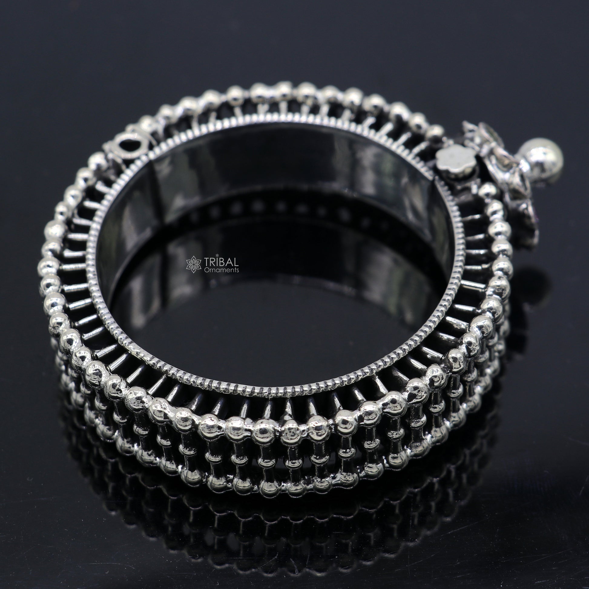 Indian Traditional cultural design trendy 925 sterling silver handmade cuff kada bracelet amazing vintage design brides bangle nsk812 - TRIBAL ORNAMENTS