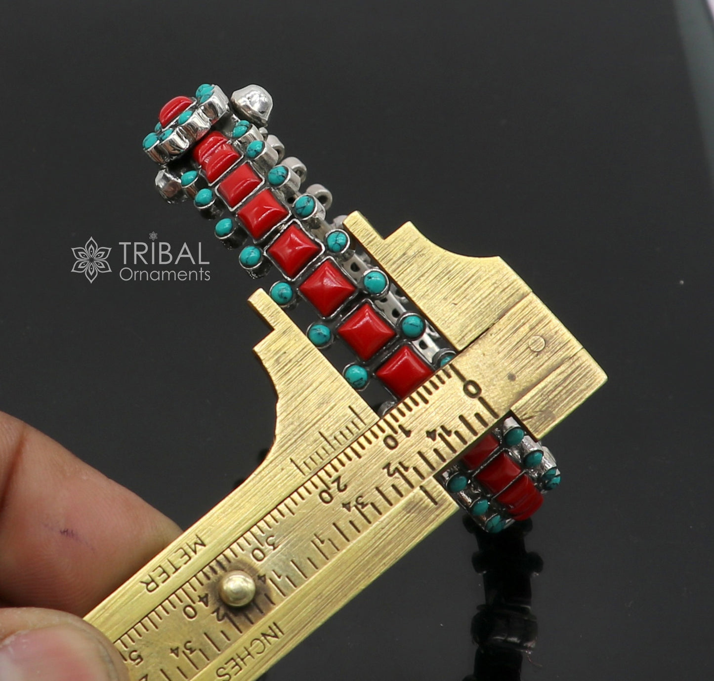 925 sterling silver customized design wedding anniversary gifting coral bangle bracelet with unique closure vintage tribal jewelry nsk815 - TRIBAL ORNAMENTS