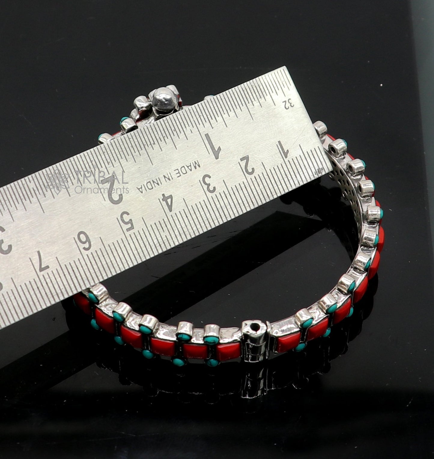 925 sterling silver customized design wedding anniversary gifting coral bangle bracelet with unique closure vintage tribal jewelry nsk815 - TRIBAL ORNAMENTS