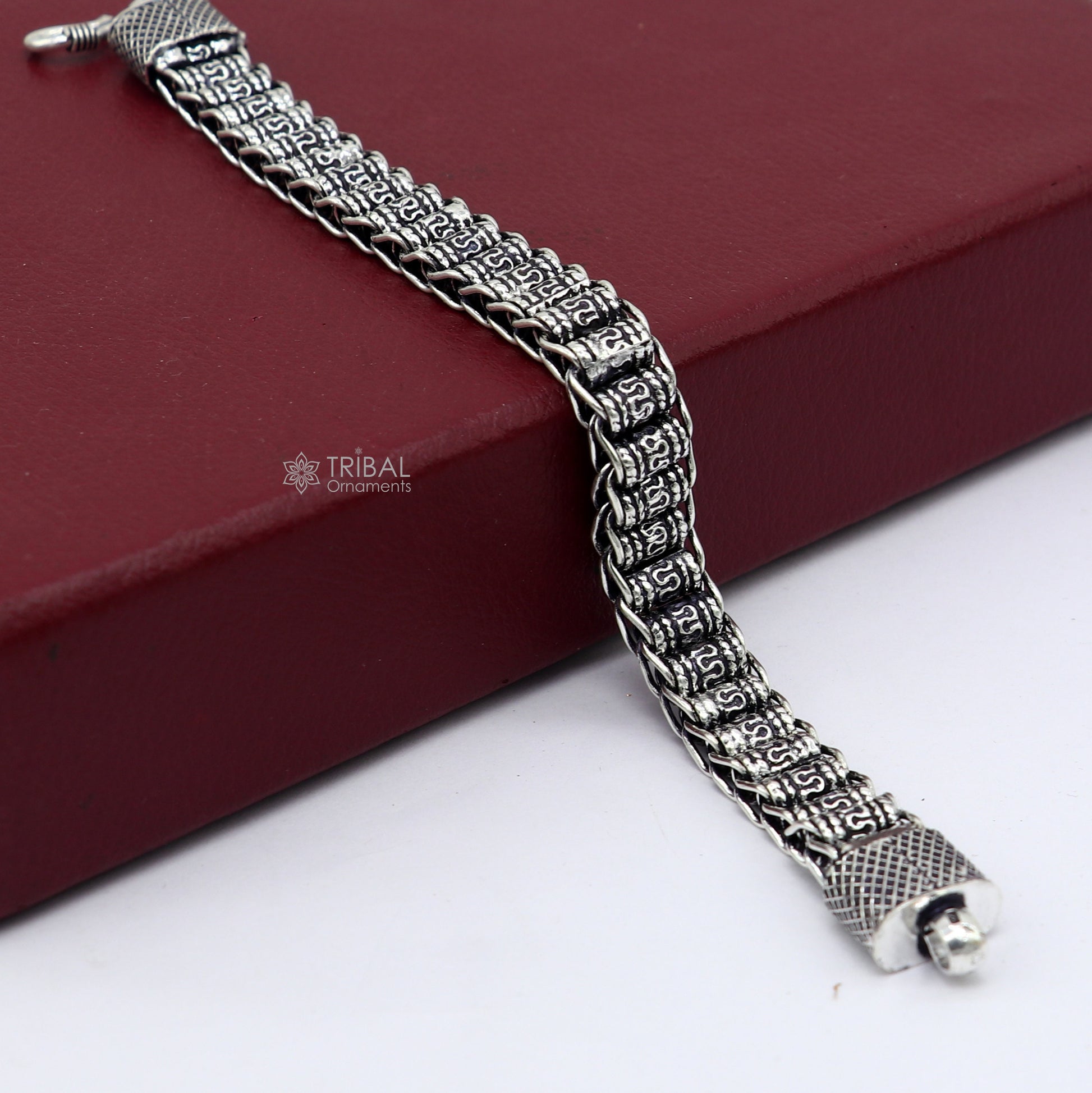 11mm  925 sterling silver handmade amazing rolar bracelet chain flexible men's bracelet jewelry from Rajasthan india sbr732 - TRIBAL ORNAMENTS