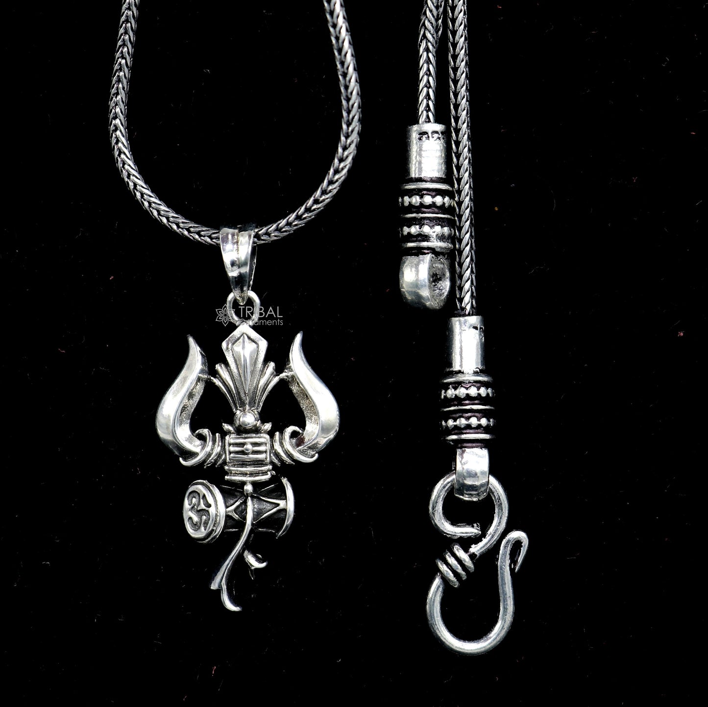 925 sterling silver Hindu idol Lord Shiva trident pendant, amazing vintage design gifting pendant customized god jewelry nsp787 - TRIBAL ORNAMENTS