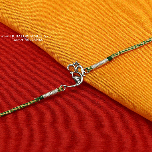 925 sterling silver handmade beautiful AUM design Rakhi Bracelet, amazing stylish gift for Rakshabandhan rk103 - TRIBAL ORNAMENTS