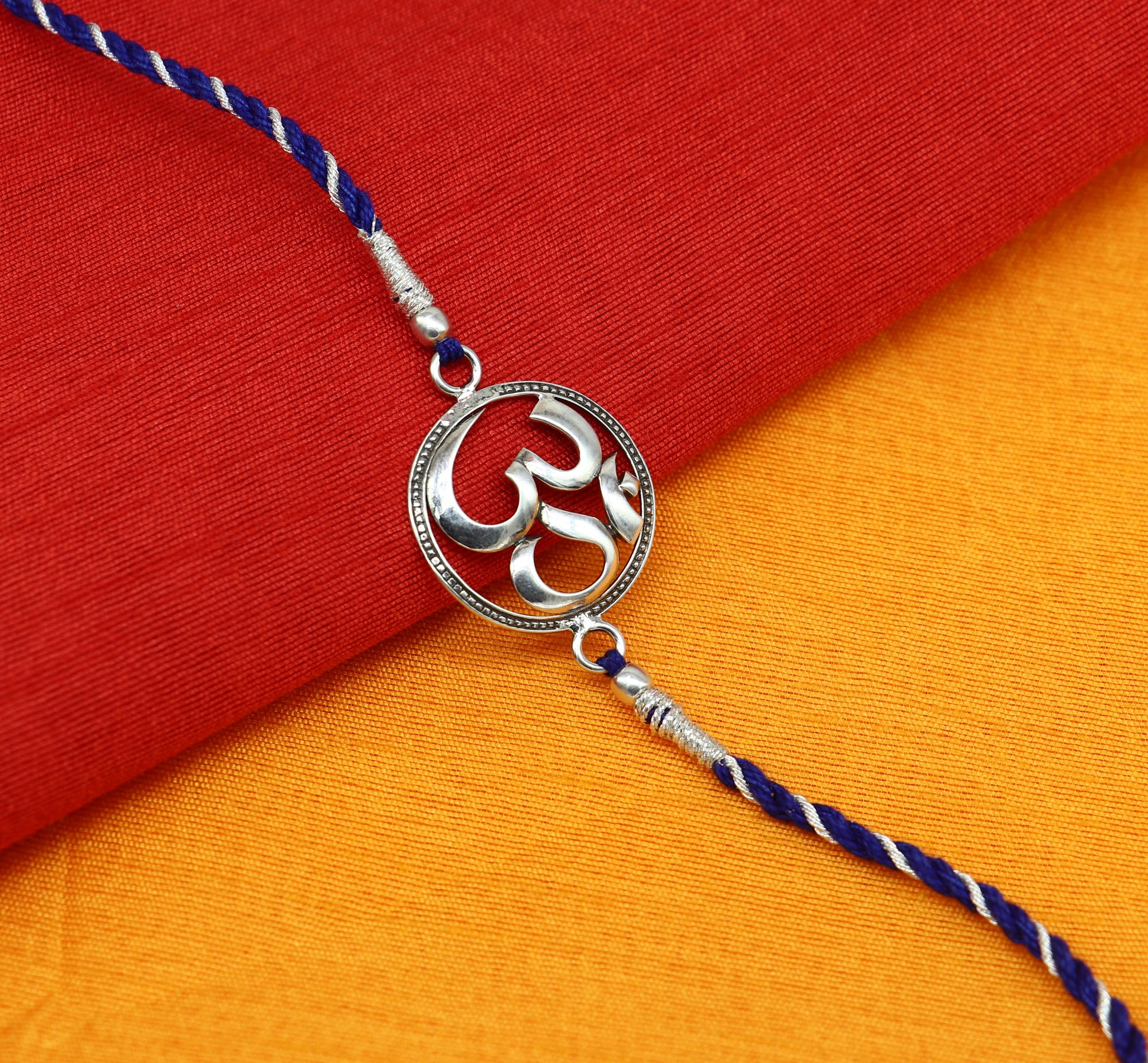 Pure 925 sterling silver handmade OM design Rakhi Bracelet, amazing stylish gift for Rakshabandhan rk20 - TRIBAL ORNAMENTS