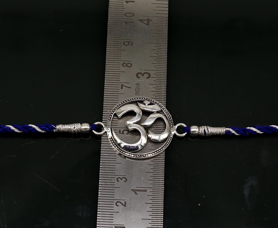 Pure 925 sterling silver handmade OM design Rakhi Bracelet, amazing stylish gift for Rakshabandhan rk20 - TRIBAL ORNAMENTS