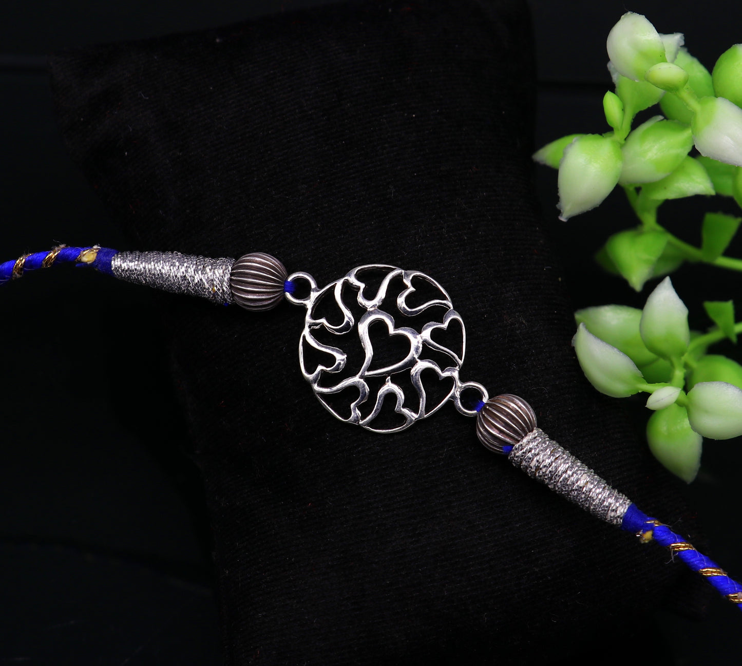 925 sterling silver handmade heart shape design Rakhi Bracelet, amazing stylish gift for Rakshabandhan rk26 - TRIBAL ORNAMENTS