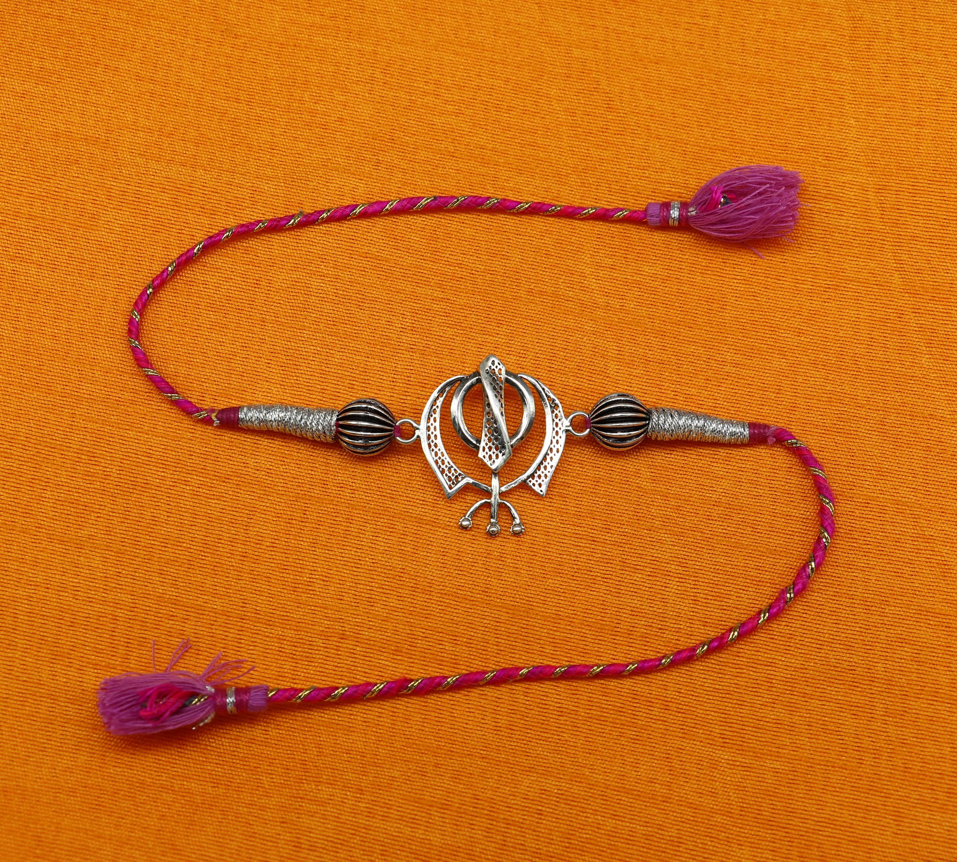 925 sterling silver handmade waheguru design Rakhi Bracelet, amazing stylish gift for Rakshabandhan rk27 - TRIBAL ORNAMENTS