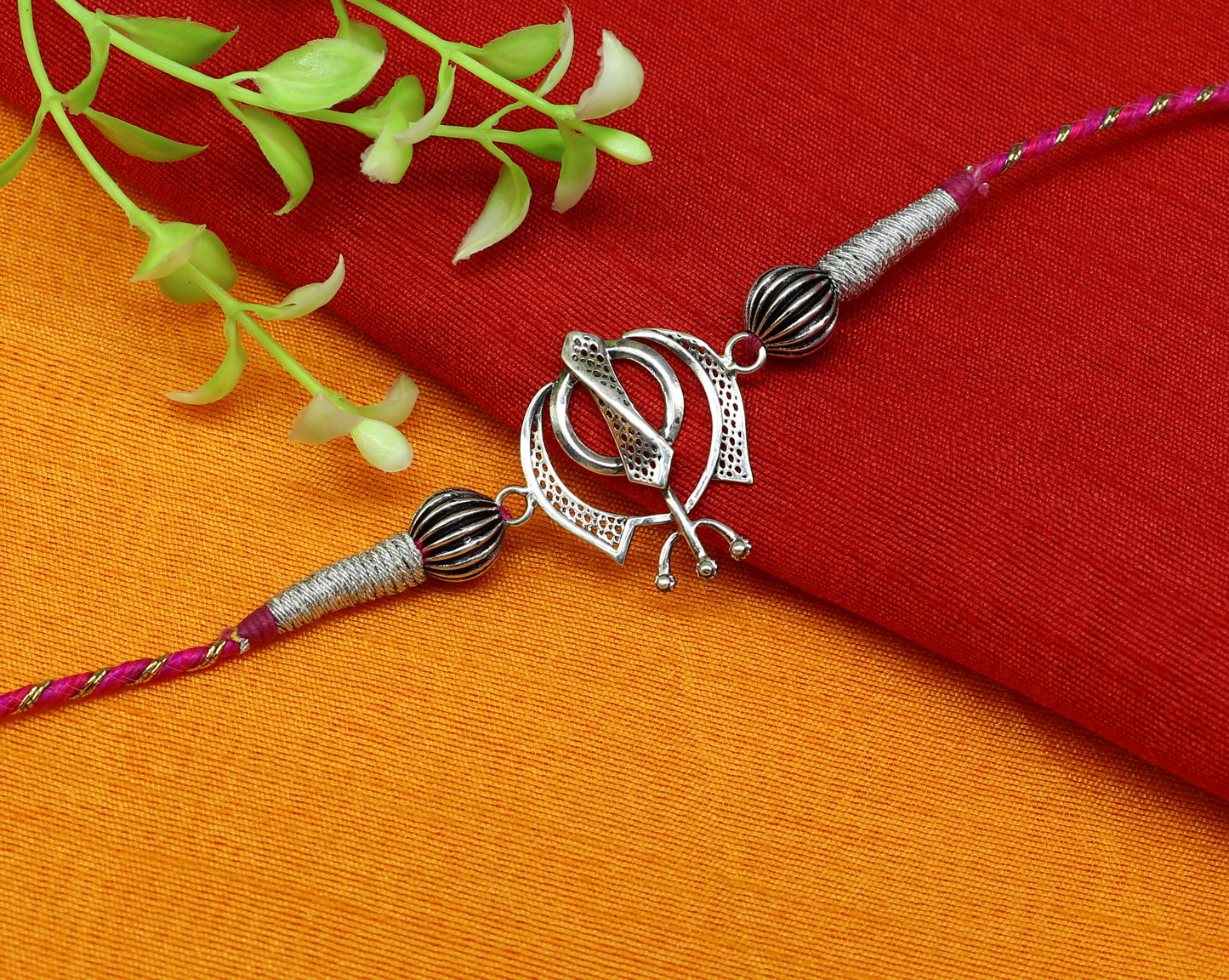 925 sterling silver handmade waheguru design Rakhi Bracelet, amazing stylish gift for Rakshabandhan rk27 - TRIBAL ORNAMENTS