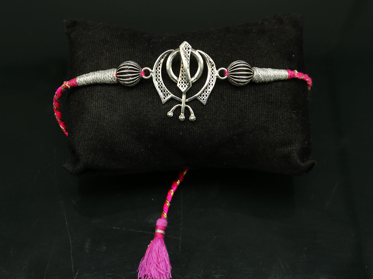 925 sterling silver handmade waheguru design Rakhi Bracelet, amazing stylish gift for Rakshabandhan rk27 - TRIBAL ORNAMENTS