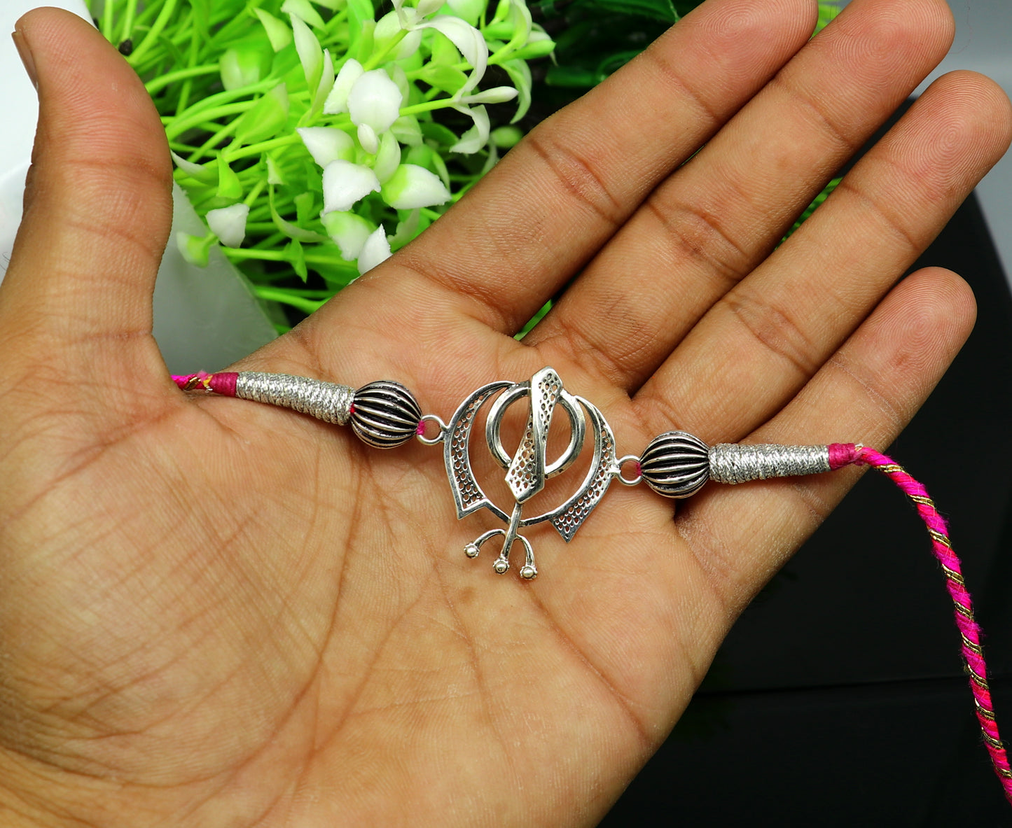 925 sterling silver handmade waheguru design Rakhi Bracelet, amazing stylish gift for Rakshabandhan rk27 - TRIBAL ORNAMENTS