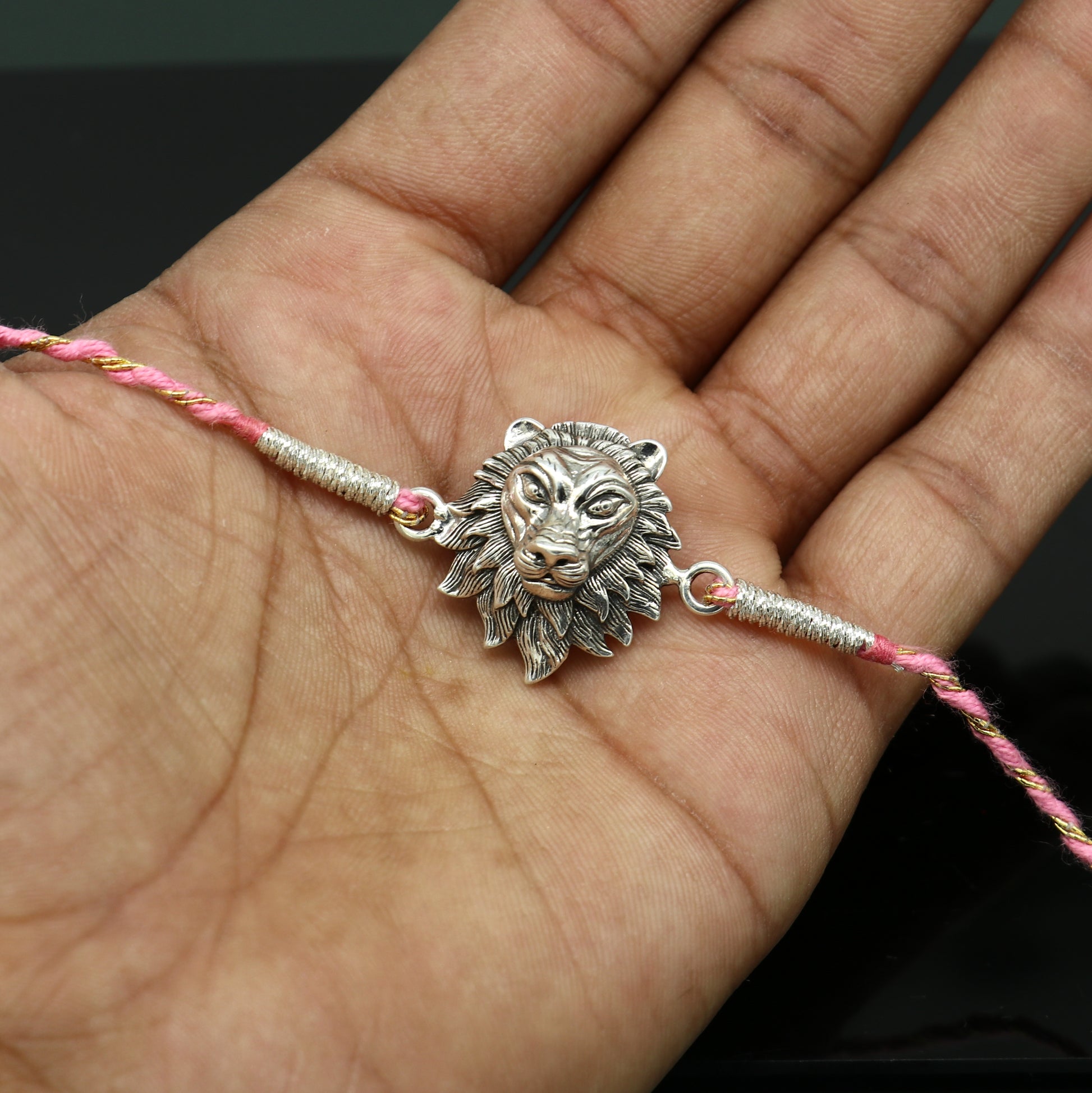 925 sterling silver handmade Narsimha design Rakhi Bracelet, amazing stylish gift for Rakshabandhan rk29 - TRIBAL ORNAMENTS