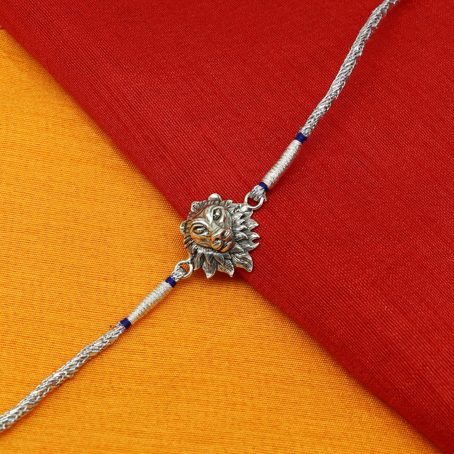 925 sterling silver handmade Narsimha design Rakhi Bracelet, amazing stylish gift for Rakshabandhan rk33 - TRIBAL ORNAMENTS