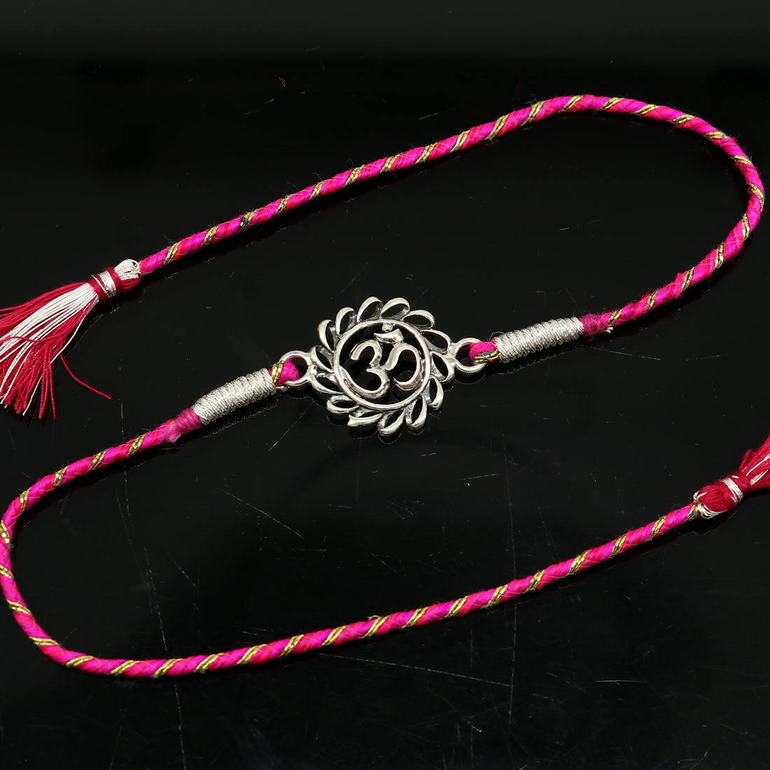 925 sterling silver handmade AUM design Rakhi Bracelet, amazing stylish gift for Rakshabandhan rk36 - TRIBAL ORNAMENTS