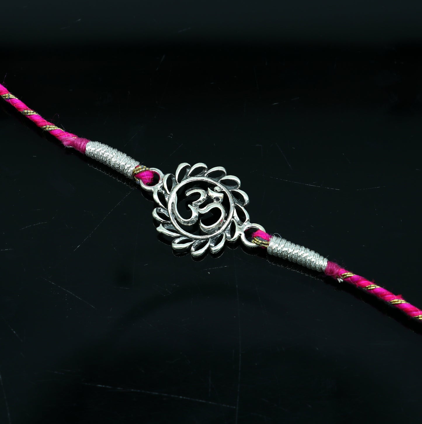 925 sterling silver handmade AUM design Rakhi Bracelet, amazing stylish gift for Rakshabandhan rk36 - TRIBAL ORNAMENTS