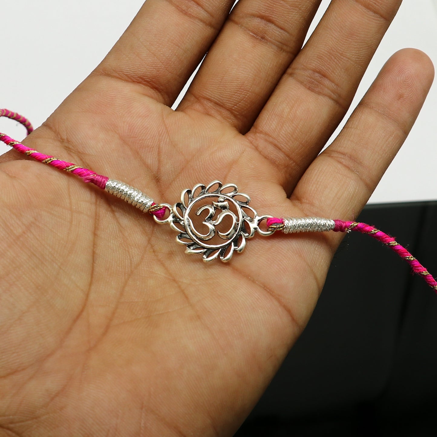 925 sterling silver handmade AUM design Rakhi Bracelet, amazing stylish gift for Rakshabandhan rk36 - TRIBAL ORNAMENTS