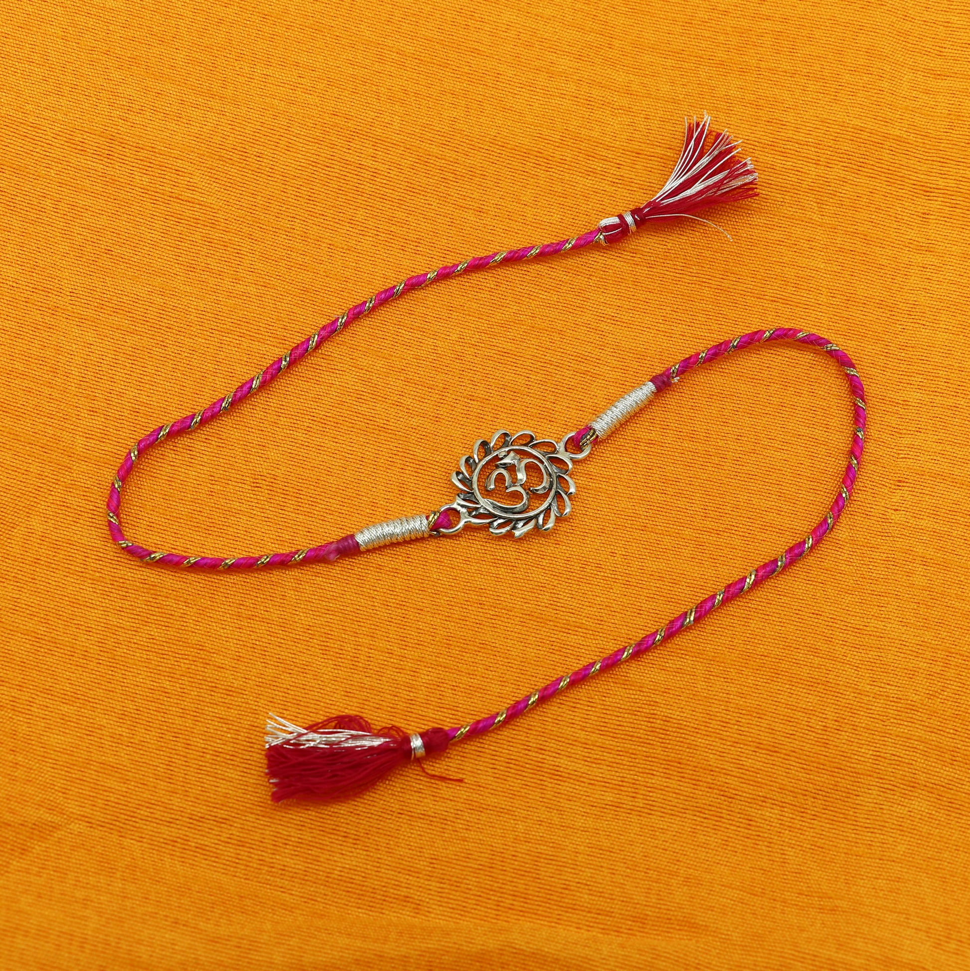 925 sterling silver handmade AUM design Rakhi Bracelet, amazing stylish gift for Rakshabandhan rk36 - TRIBAL ORNAMENTS