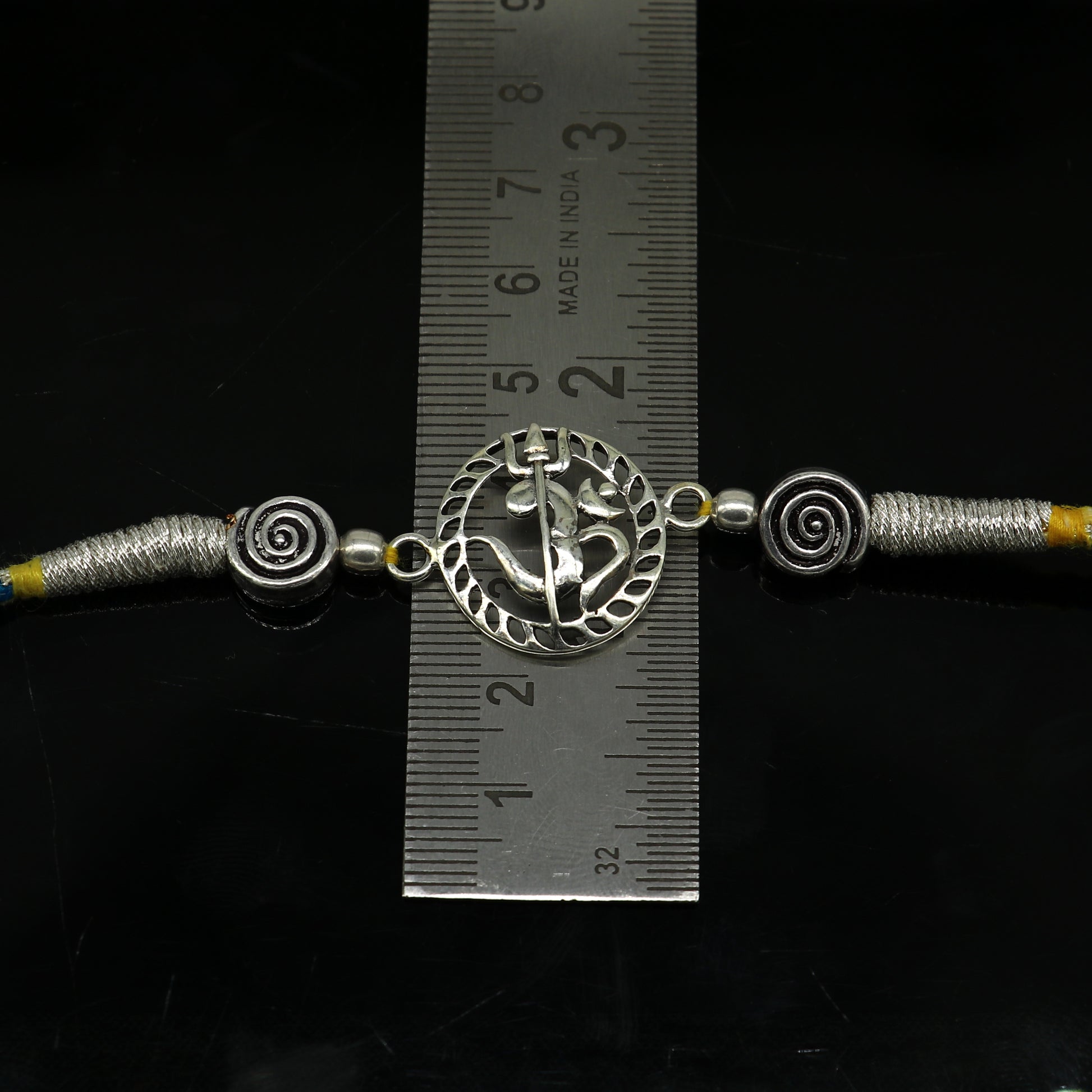 925 sterling silver handmade AUM design Rakhi Bracelet, amazing stylish gift for Rakshabandhan rk41 - TRIBAL ORNAMENTS