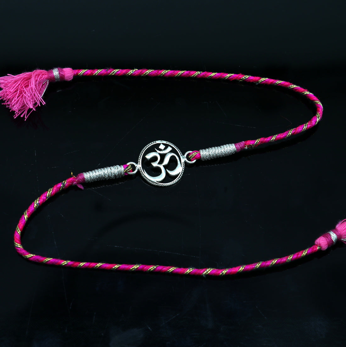 925 sterling silver handmade AUM design Rakhi Bracelet, amazing stylish gift for Rakshabandhan rk42 - TRIBAL ORNAMENTS