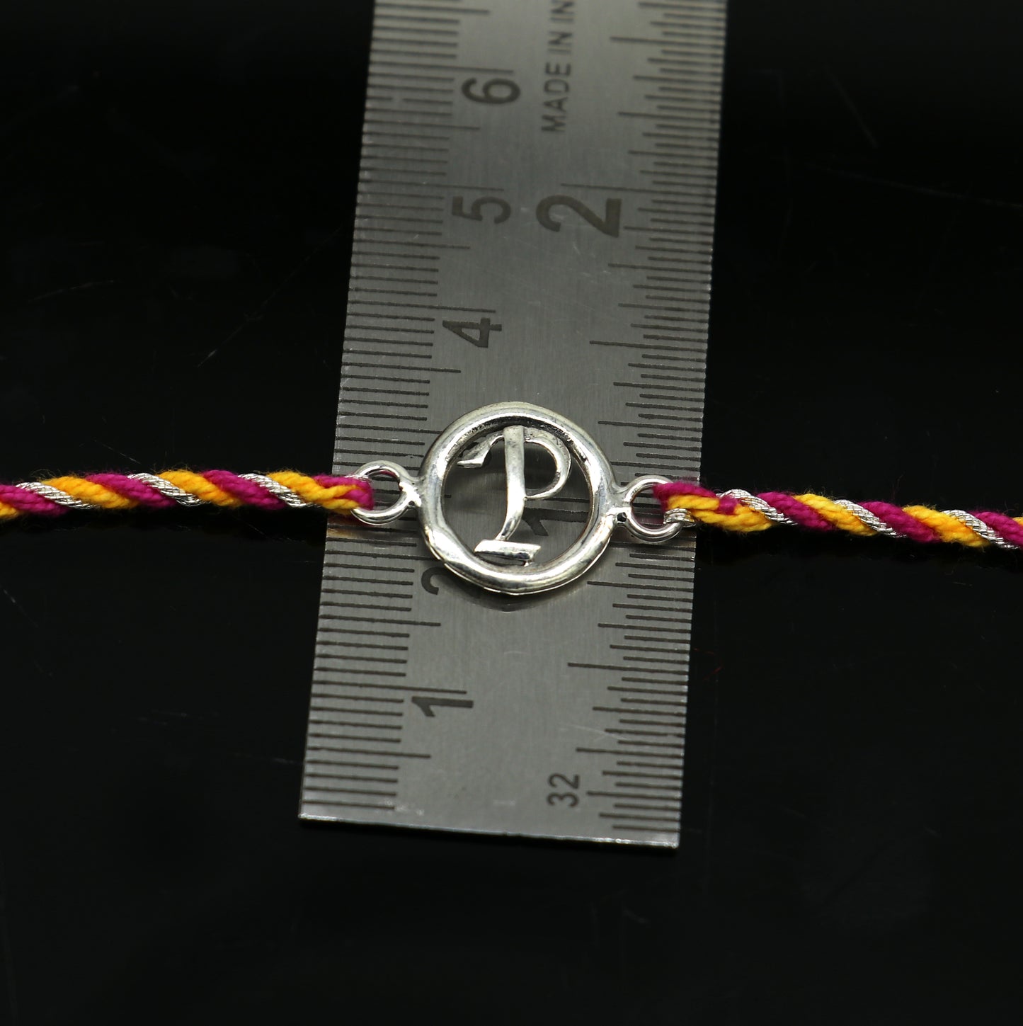 925 sterling silver handmade P letter design Rakhi Bracelet, amazing stylish gift for Rakshabandhan rk43 - TRIBAL ORNAMENTS