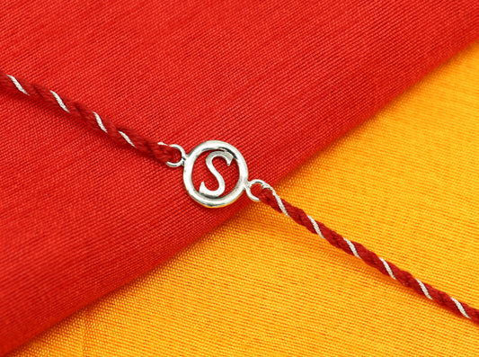 925 sterling silver handmade S letter design Rakhi Bracelet, amazing stylish gift for Rakshabandhan rk45 - TRIBAL ORNAMENTS