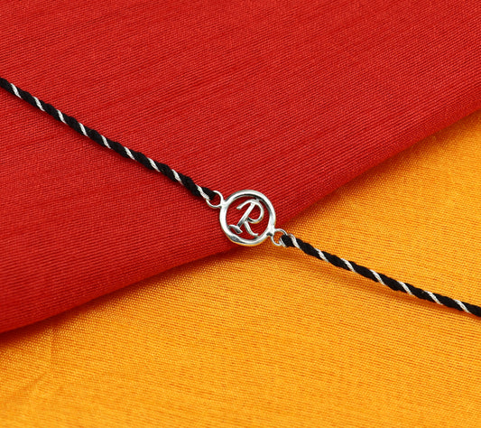 925 sterling silver handmade R letter design Rakhi Bracelet, amazing stylish gift for Rakshabandhan rk48 - TRIBAL ORNAMENTS