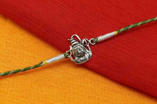 925 sterling silver handmade Shivji/Mahadev design Rakhi Bracelet, amazing stylish gift for Rakshabandhan rk50 - TRIBAL ORNAMENTS