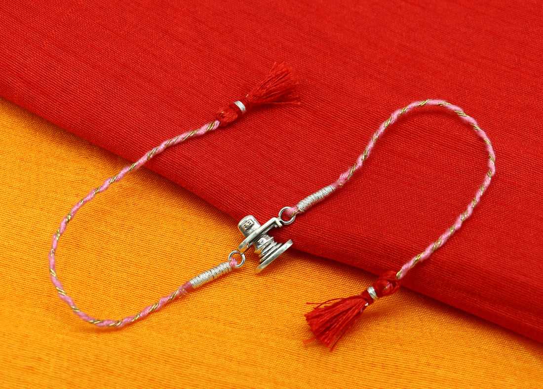 925 sterling silver handmade shivling design Rakhi Bracelet, amazing stylish gift for Rakshabandhan rk51 - TRIBAL ORNAMENTS