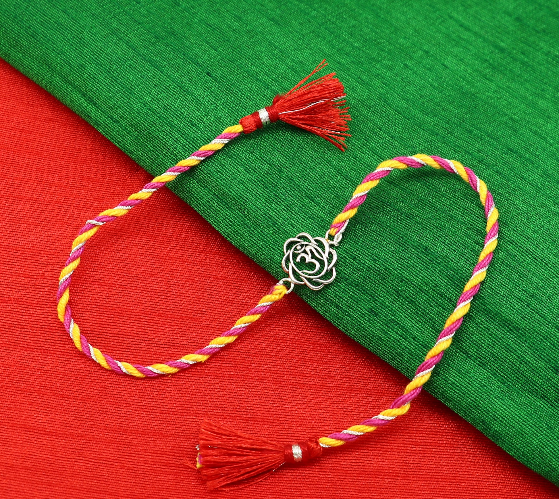 925 sterling silver handmade AUM design Rakhi Bracelet, amazing stylish gift for Rakshabandhan rk53 - TRIBAL ORNAMENTS