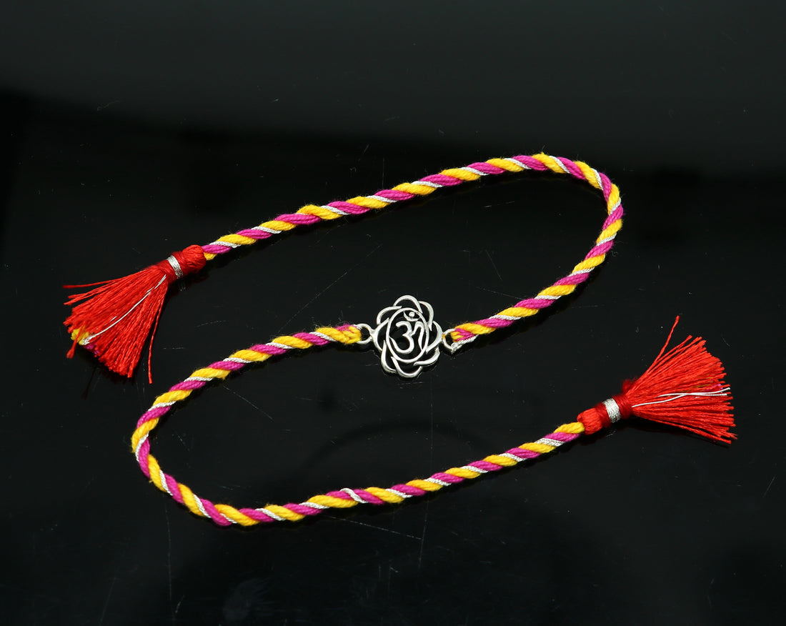 925 sterling silver handmade AUM design Rakhi Bracelet, amazing stylish gift for Rakshabandhan rk53 - TRIBAL ORNAMENTS