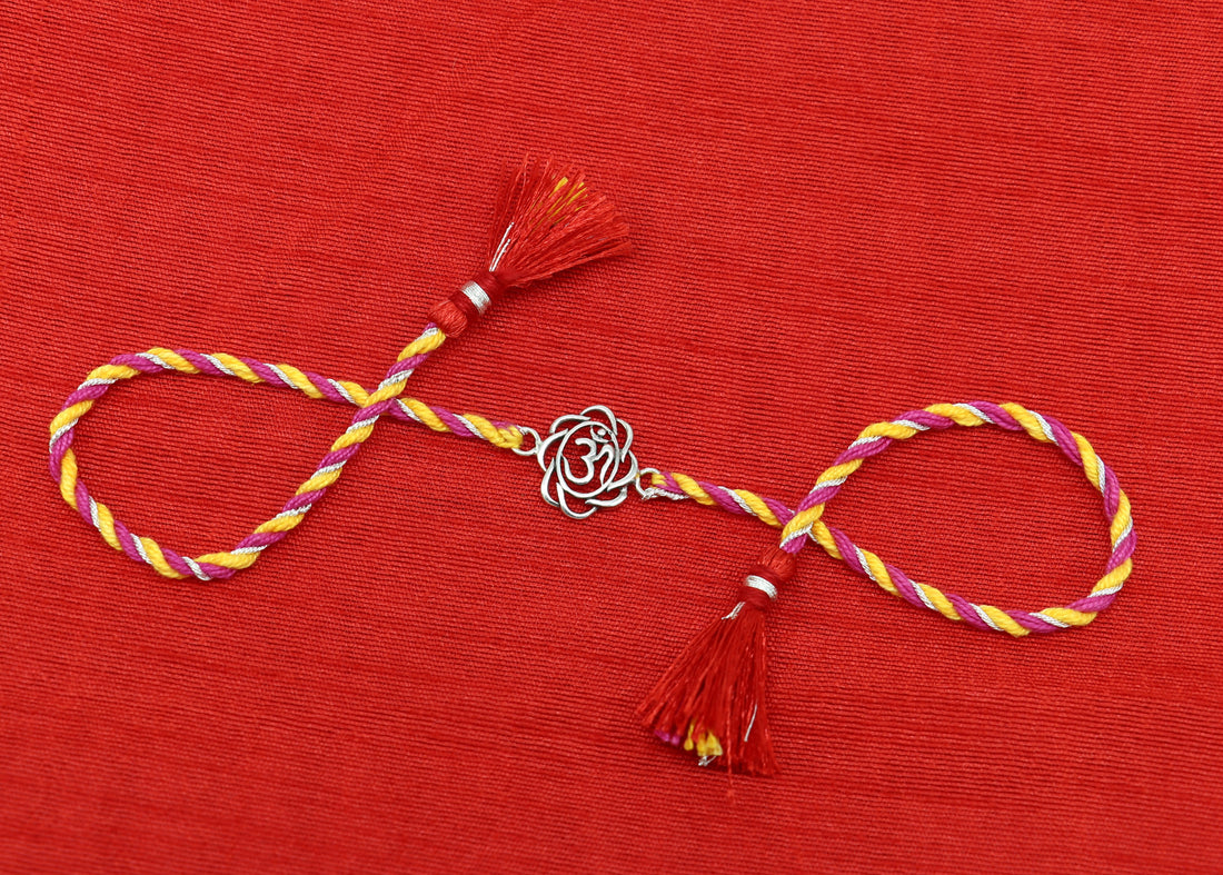 925 sterling silver handmade AUM design Rakhi Bracelet, amazing stylish gift for Rakshabandhan rk53 - TRIBAL ORNAMENTS