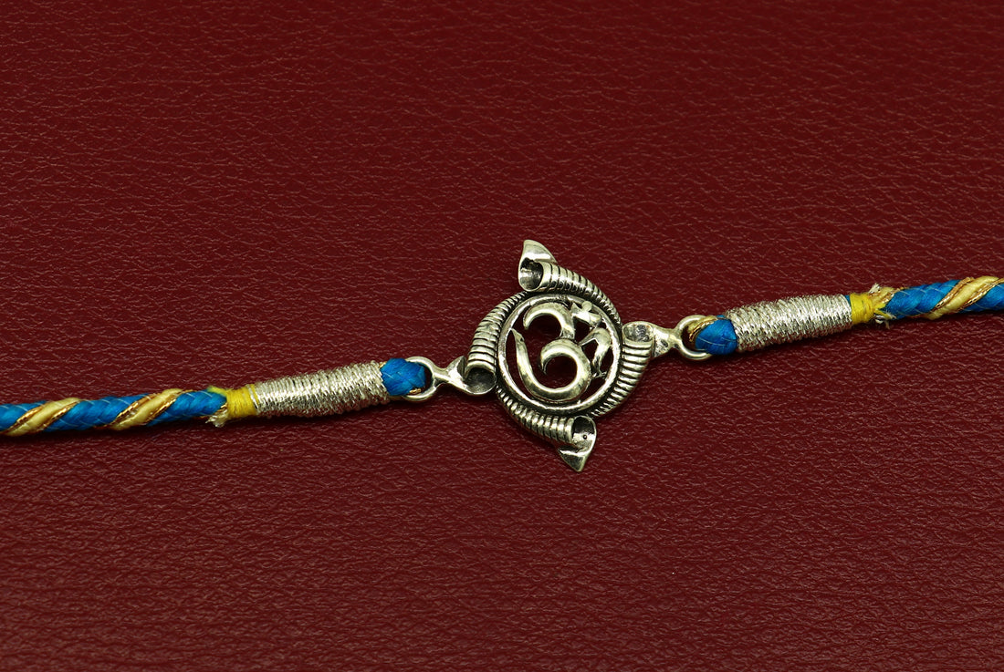 925 sterling silver handmade AUM design Rakhi Bracelet, amazing stylish gift for Rakshabandhan rk54 - TRIBAL ORNAMENTS