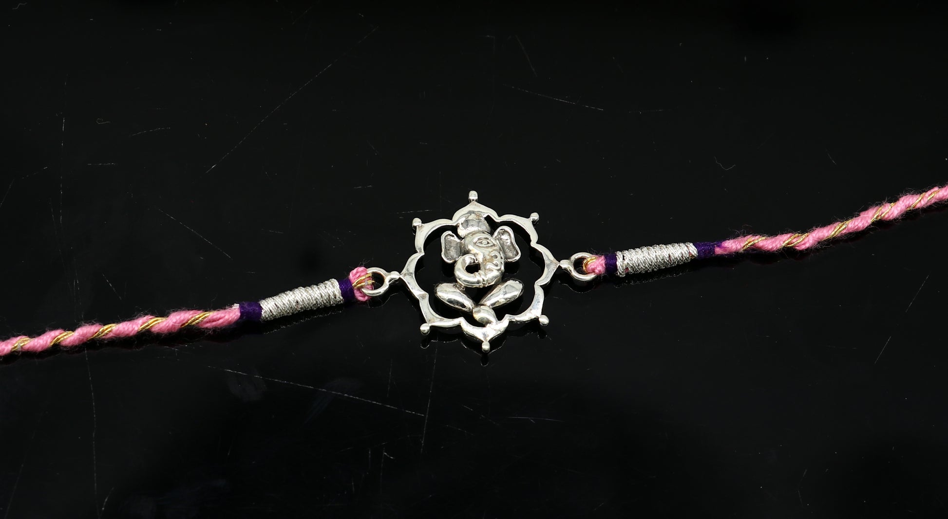 925 sterling silver handmade Ganesha design Rakhi Bracelet, amazing stylish gift for Rakshabandhan rk58 - TRIBAL ORNAMENTS
