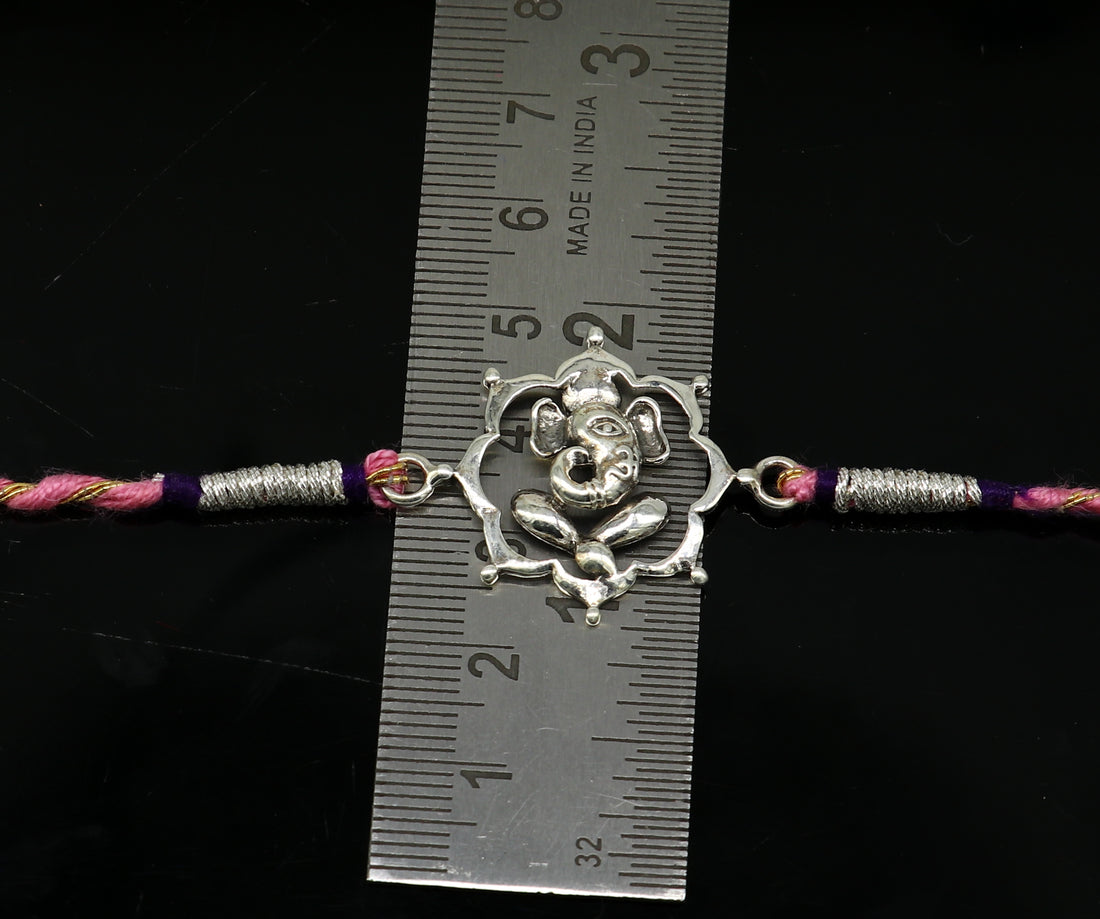 925 sterling silver handmade Ganesha design Rakhi Bracelet, amazing stylish gift for Rakshabandhan rk58 - TRIBAL ORNAMENTS