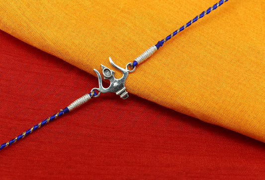 925 sterling silver handmade Trident /trishul design Rakhi Bracelet, amazing stylish gift for Rakshabandhan rk62 - TRIBAL ORNAMENTS