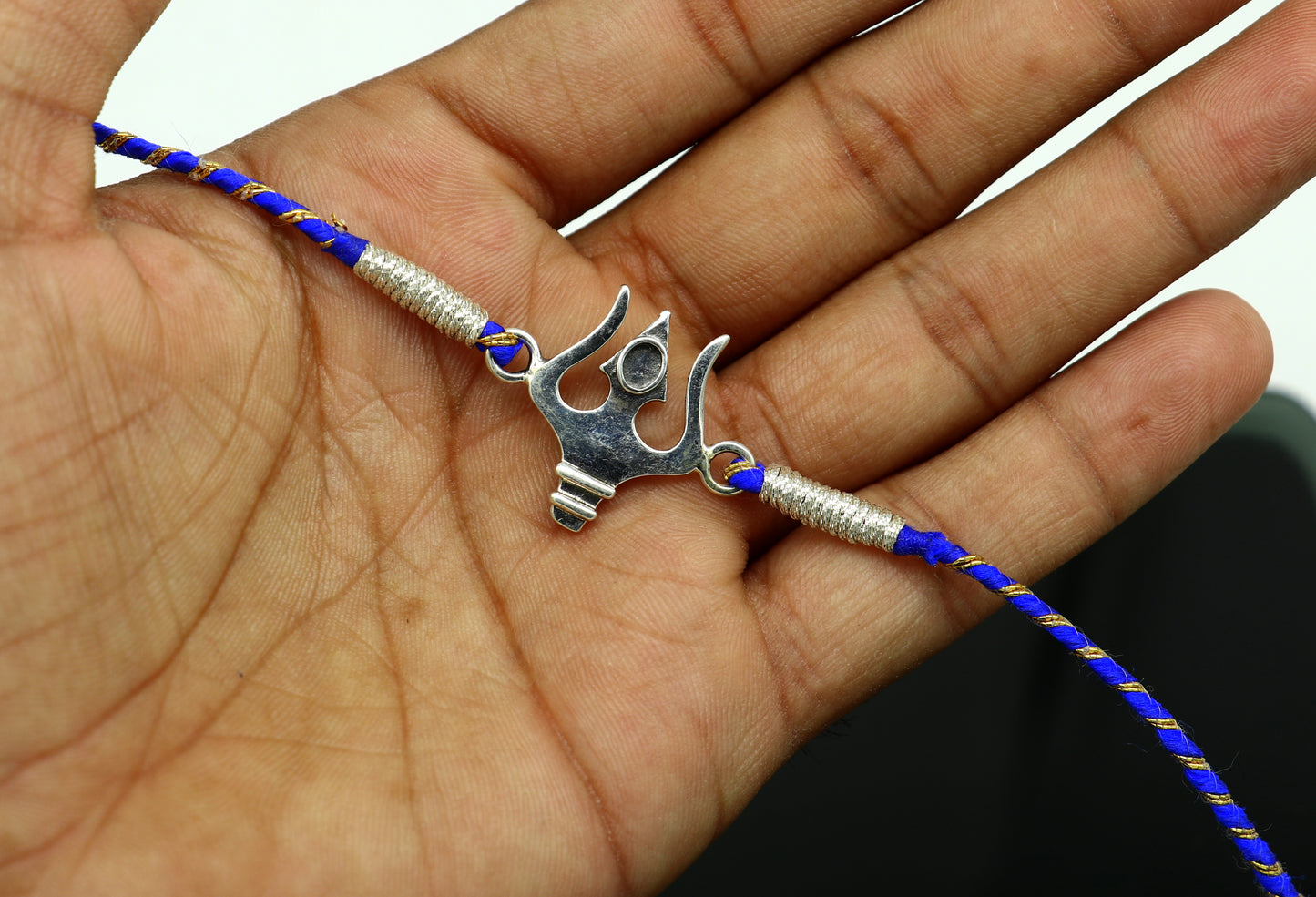 925 sterling silver handmade Trident /trishul design Rakhi Bracelet, amazing stylish gift for Rakshabandhan rk62 - TRIBAL ORNAMENTS