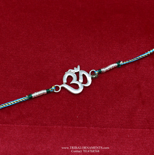 925 sterling silver handmade AUM design Rakhi Bracelet, amazing stylish gift for Rakshabandhan rk65 - TRIBAL ORNAMENTS