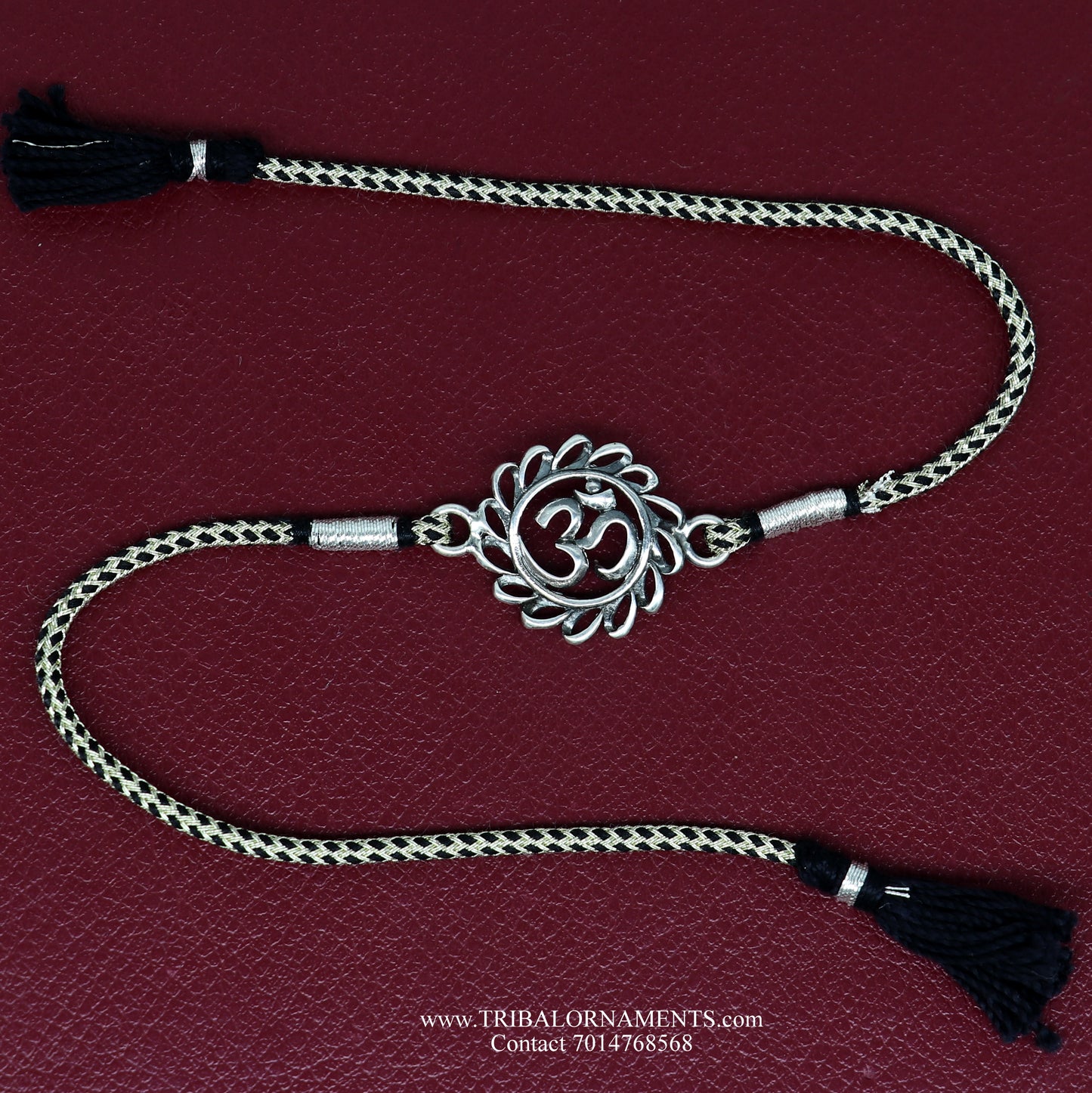 925 sterling silver handmade AUM design Rakhi Bracelet, amazing stylish gift for Rakshabandhan rk71 - TRIBAL ORNAMENTS