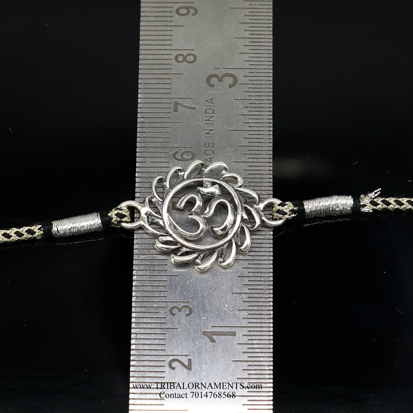 925 sterling silver handmade AUM design Rakhi Bracelet, amazing stylish gift for Rakshabandhan rk71 - TRIBAL ORNAMENTS