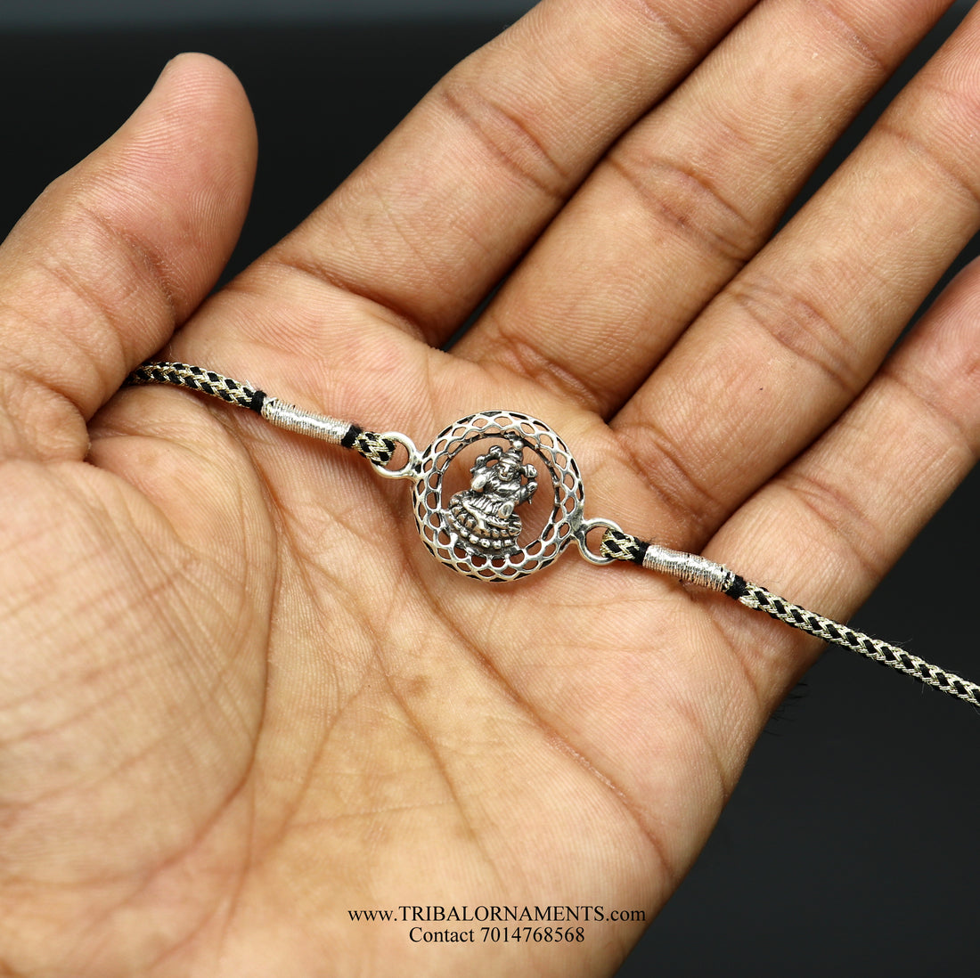 925 sterling silver handmade God design Rakhi Bracelet, amazing stylish gift for Rakshabandhan rk73 - TRIBAL ORNAMENTS
