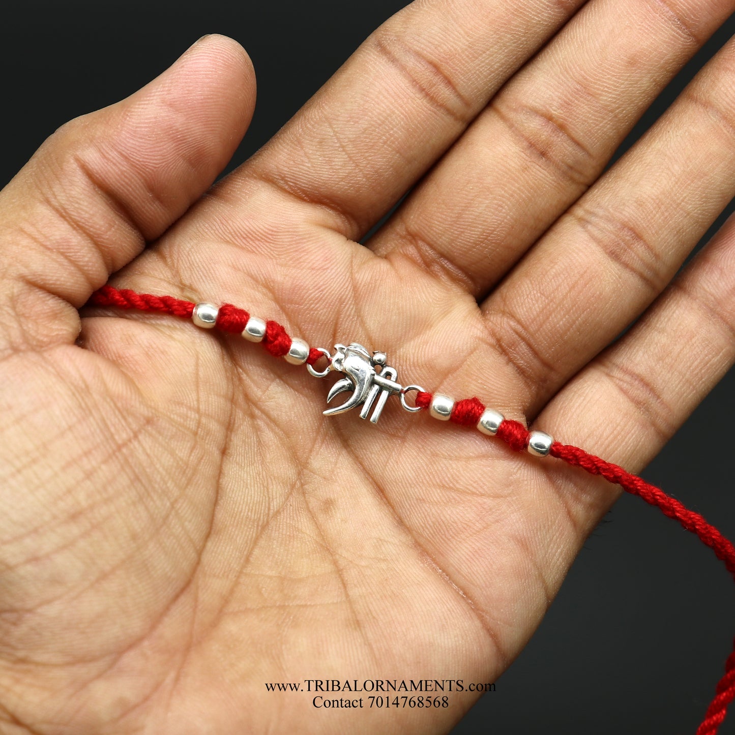 925 sterling silver handmade Shree Ganesha design Rakhi Bracelet, amazing stylish gift for Rakshabandhan rk72 - TRIBAL ORNAMENTS