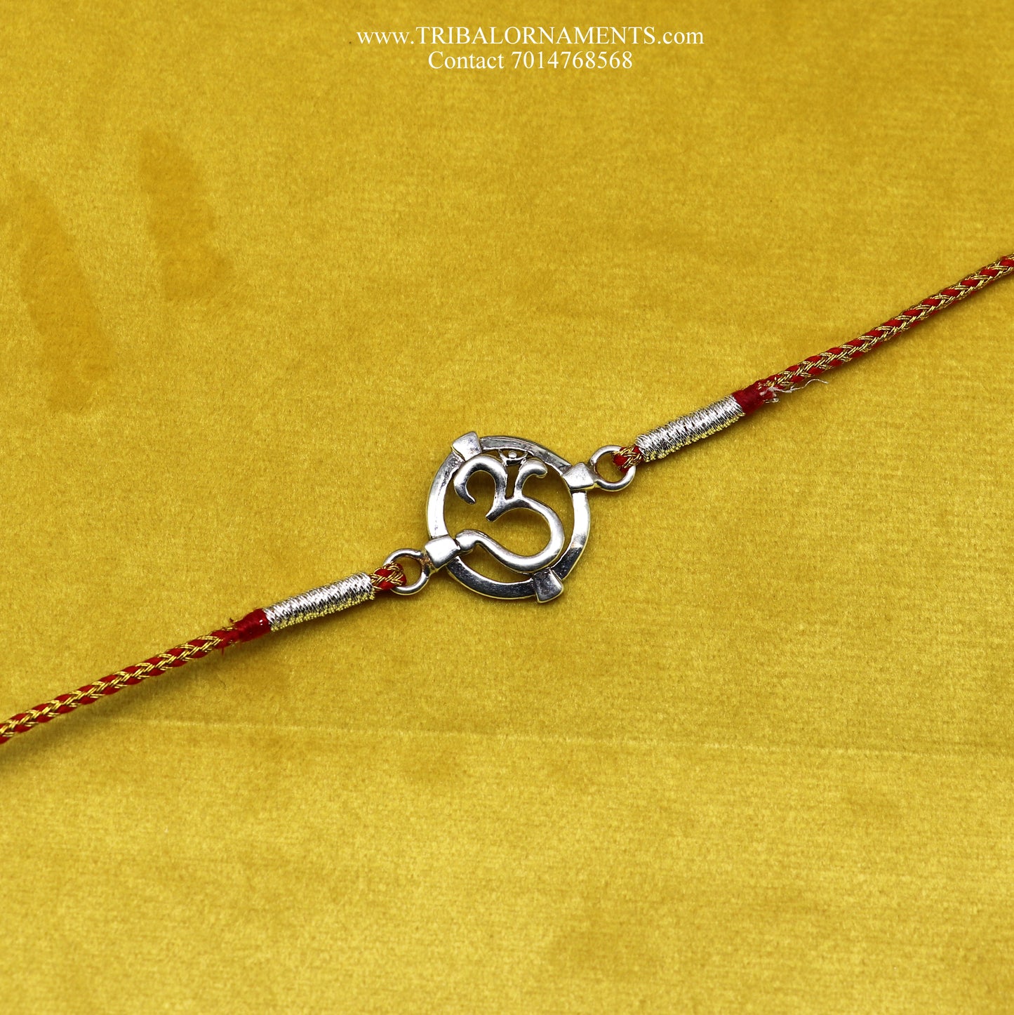 925 sterling silver handmade AUM design Rakhi Bracelet, amazing stylish gift for Rakshabandhan rk74 - TRIBAL ORNAMENTS