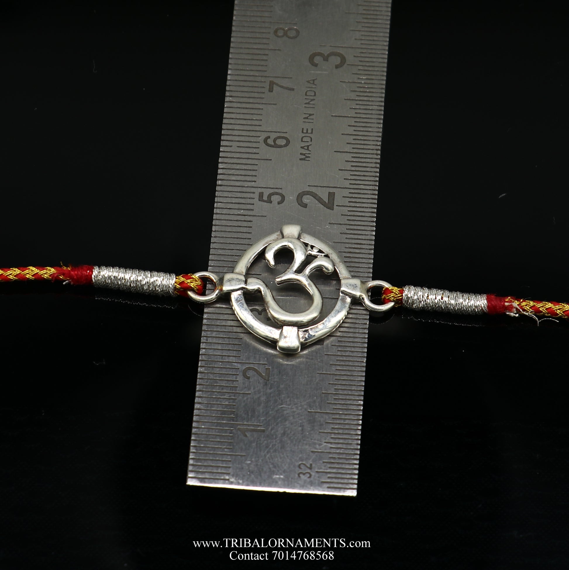 925 sterling silver handmade AUM design Rakhi Bracelet, amazing stylish gift for Rakshabandhan rk74 - TRIBAL ORNAMENTS