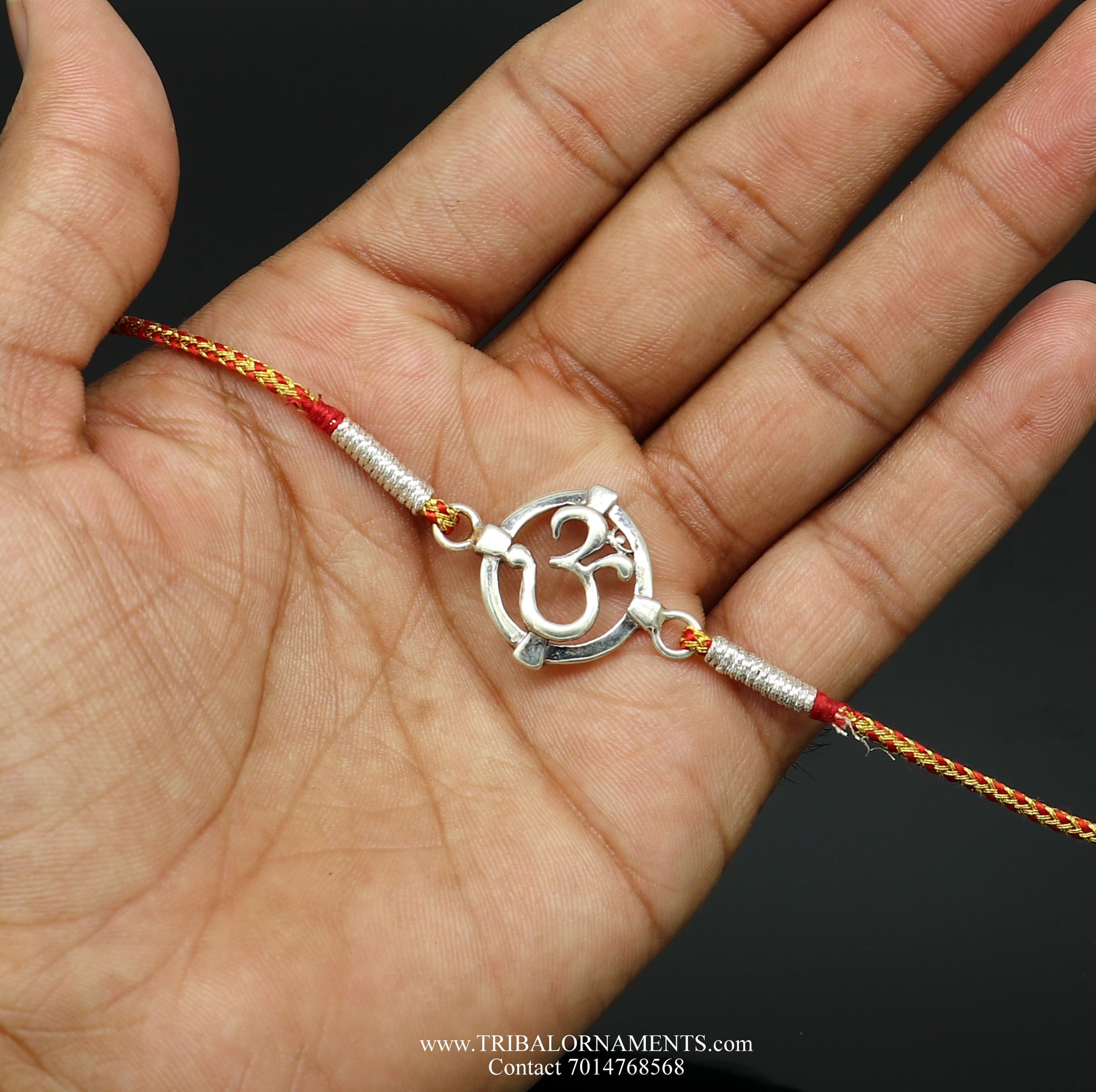 925 sterling silver handmade AUM design Rakhi Bracelet, amazing stylish gift for Rakshabandhan rk74 - TRIBAL ORNAMENTS