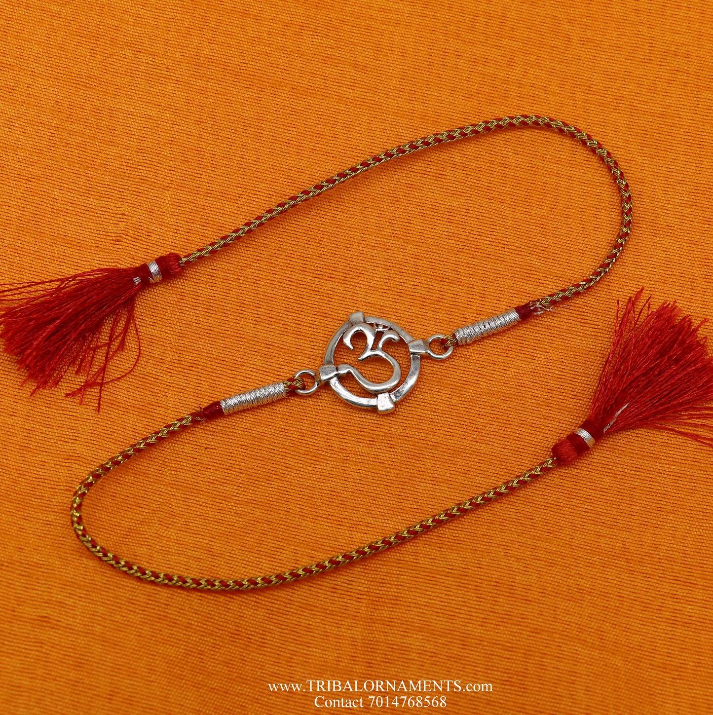 925 sterling silver handmade AUM design Rakhi Bracelet, amazing stylish gift for Rakshabandhan rk74 - TRIBAL ORNAMENTS