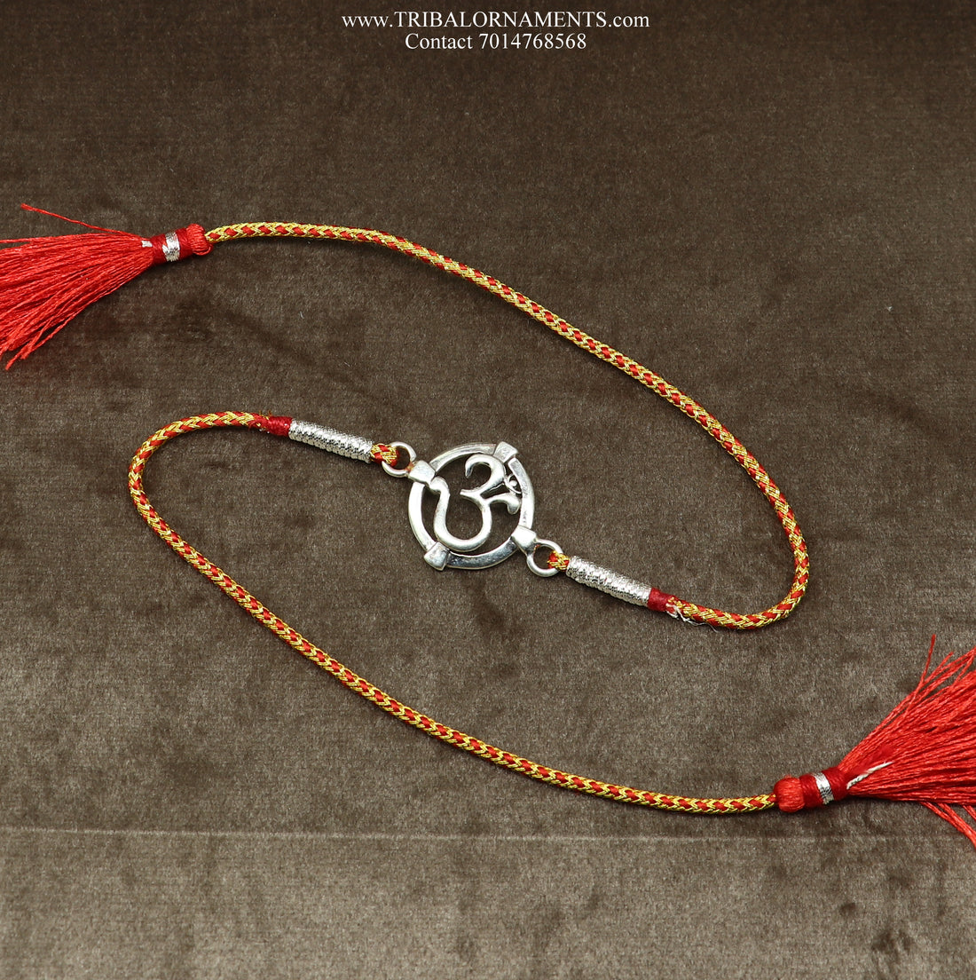 925 sterling silver handmade AUM design Rakhi Bracelet, amazing stylish gift for Rakshabandhan rk74 - TRIBAL ORNAMENTS