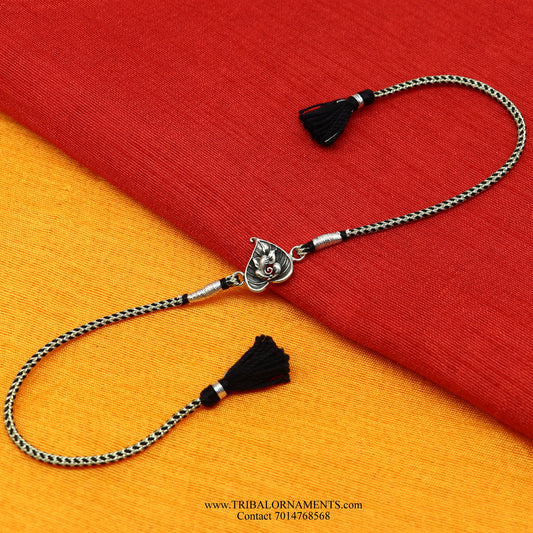 925 sterling silver handmade Ganesha  design Rakhi Bracelet, amazing stylish gift for Rakshabandhan rk75 - TRIBAL ORNAMENTS