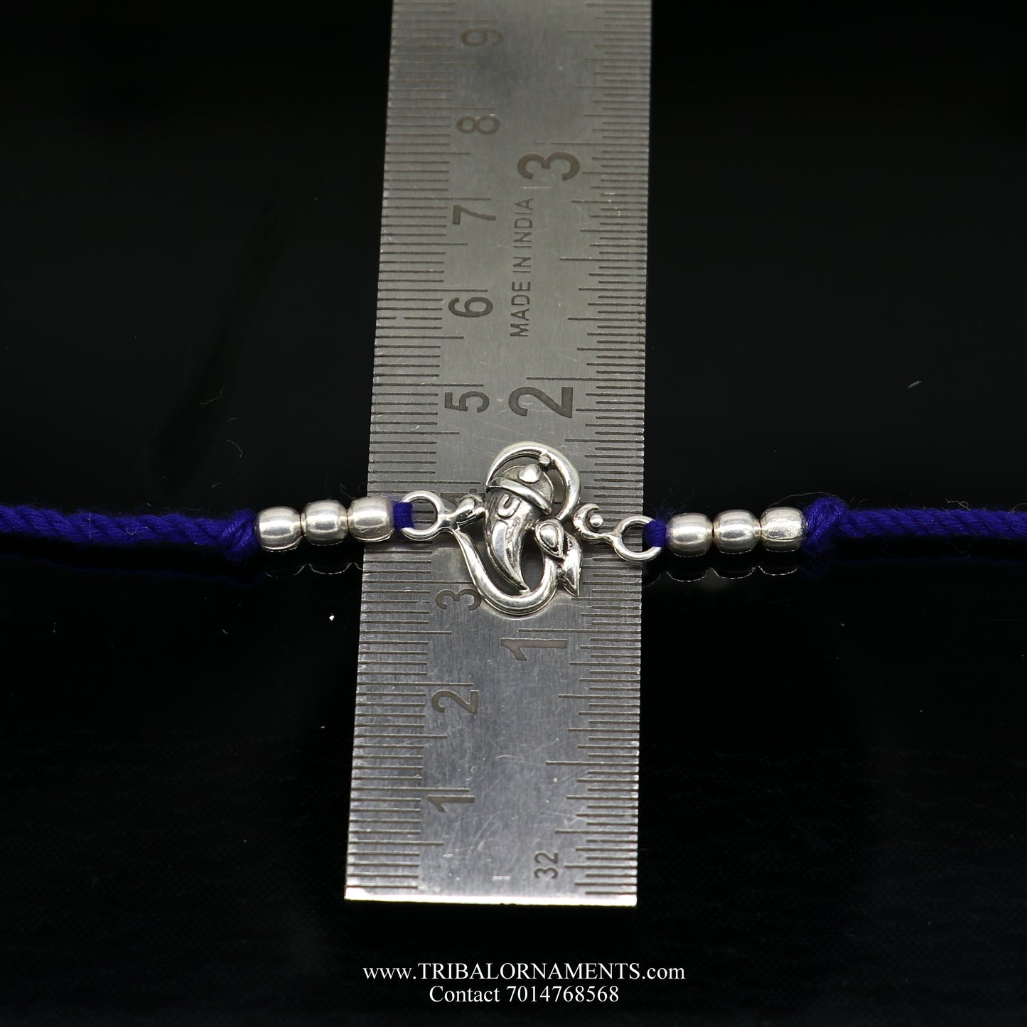 925 sterling silver handmade Ganesha  design Rakhi Bracelet, amazing stylish gift for Rakshabandhan rk76 - TRIBAL ORNAMENTS